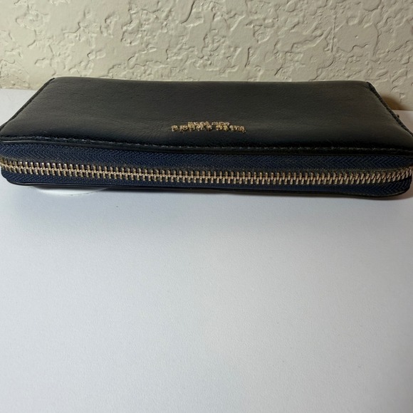 Kate Spade NY Metallic Night Navy Blue Leather Zip Around Continental Wallet - Picture 6 of 13